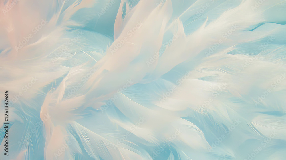 Poster Light and airy feather background with soft dreamy texture for creative design