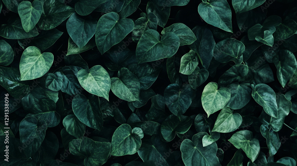 Poster deep green ivy leaves floating pattern for nature-themed design