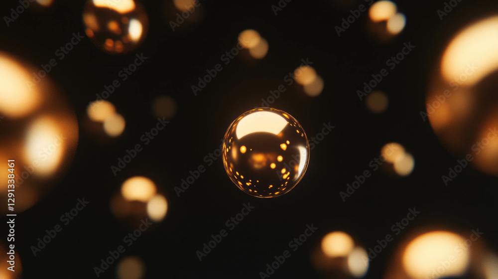 Aufkleber elegant floating gold orbs with soft diffusion background for luxurious design