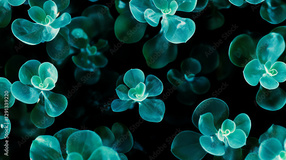 Poster lush jade green succulent leaves floating in tranquil background