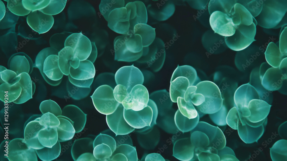 Poster floating jade green succulent leaves background for nature and design concepts