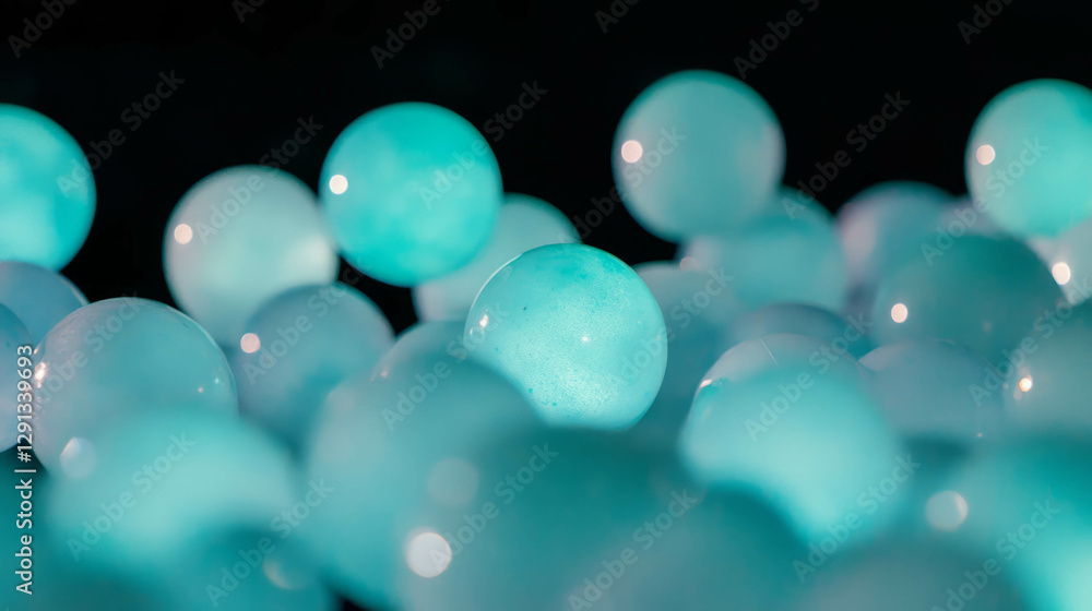 Aufkleber ethereal abstract design with floating mint orbs on dark background for modern decor
