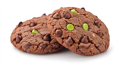 Fototapeta premium Delicious double chocolate cookies with mint chips