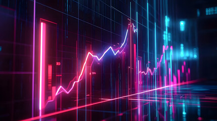 Futuristic Business Growth Chart with Light Effects
