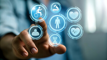 Holographic Wellness Icons: Daily Healthy Habits in Focus