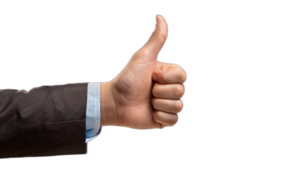 Hand showing thumb up sign isolated on transparent background