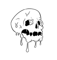 melting skull digital illustration drawing isolated