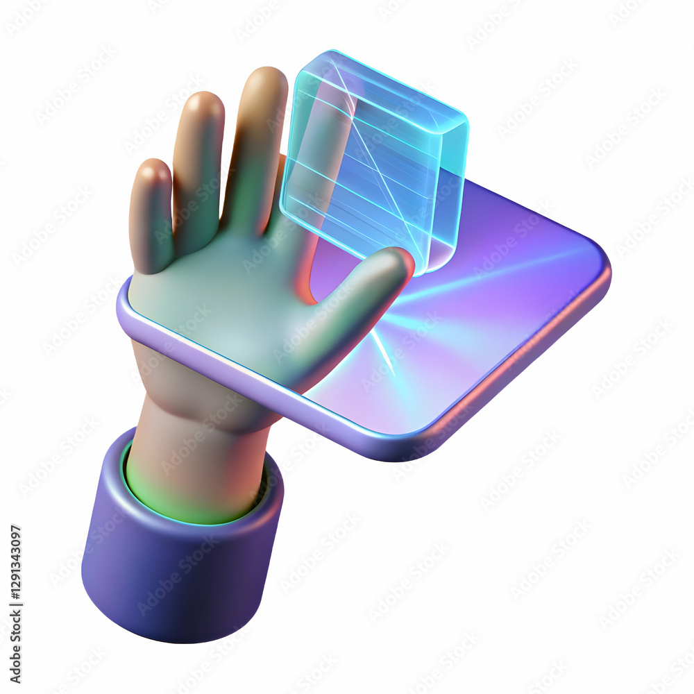 Poster creating stunning hd digital wallpapers: a hand using a holographic device to design crisp visuals w
