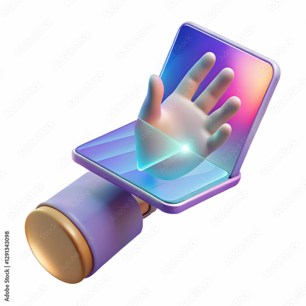 Poster creating stunning hd digital wallpapers: a hand using a holographic device to design crisp visuals w