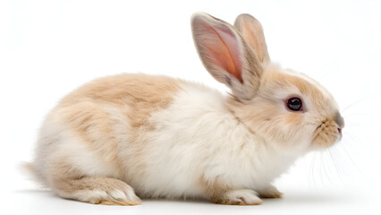 Obraz premium Adorable Fluffy Bunny – Cute Baby Rabbit on White Background