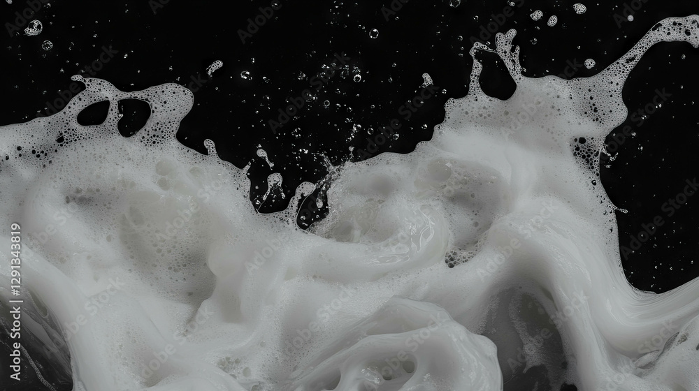 Poster Dynamic foam patterns creating a sense of fluid motion on dark background