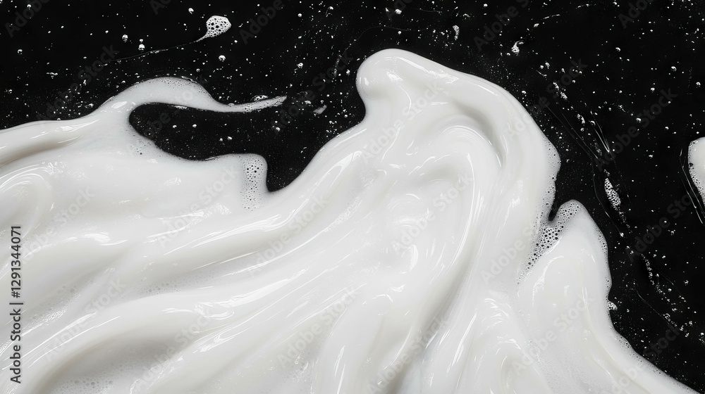 Poster abstract swirling foam texture on black background for creative design concepts