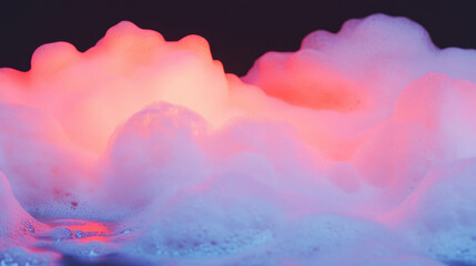 Abstract neon foam background with luminous iridescent colors for modern design
