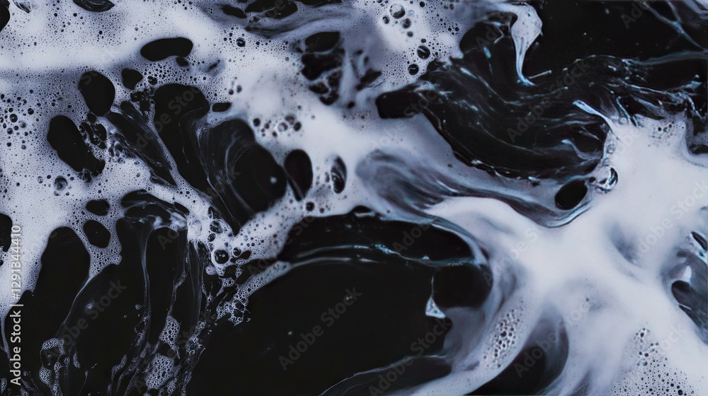 Poster Abstract foam patterns on water surface with swirling ripples