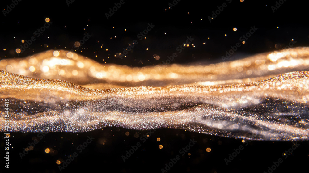 Aufkleber Abstract metallic waves with reflective foam patterns in soft focus lights