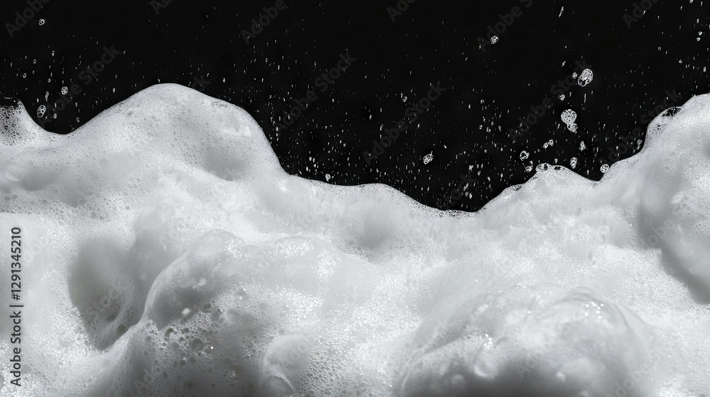 Poster Dynamic foam texture with bubbles and splashing elements for creative design
