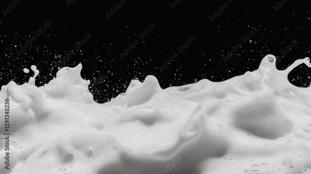 Poster abstract background of foam smears with varying thicknesses on black