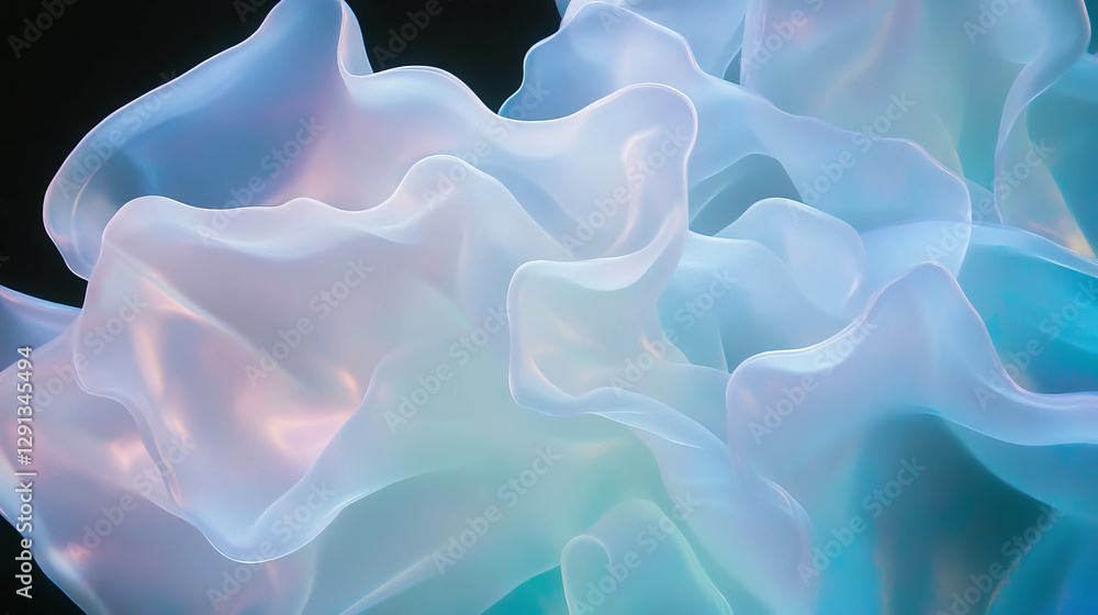 Poster Ethereal frosted plastic texture with soft diffusion in abstract design