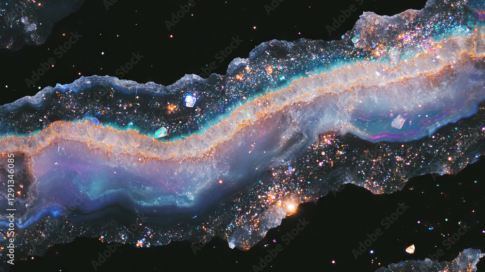 Poster Cosmic geode texture with vibrant crystal patterns for decoration and design
