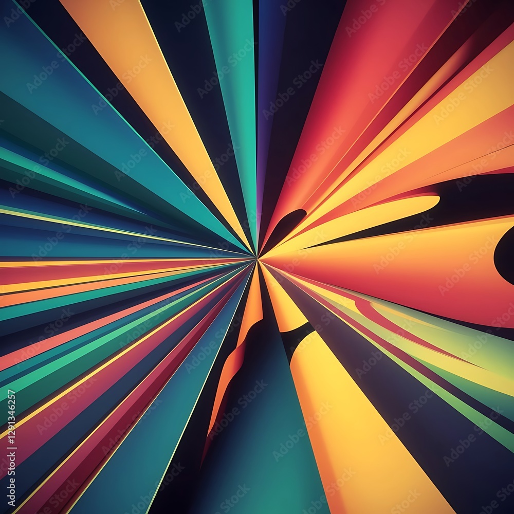 Poster modern design horizontal poster with bright colorful abstract geometric elements and curve lines fla