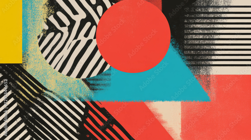 Poster abstract geometric design with vibrant contrasting colors for artistic background