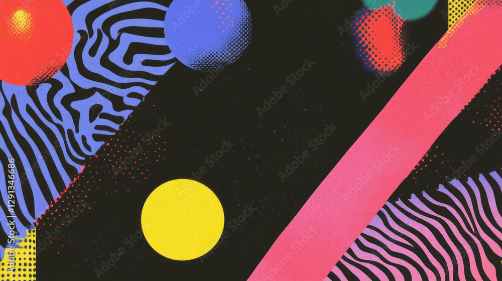 Poster vibrant geometric shapes and memphis pattern background design