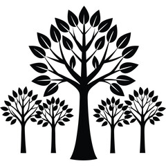Obraz premium Set of trees silhouettes vector art illustration