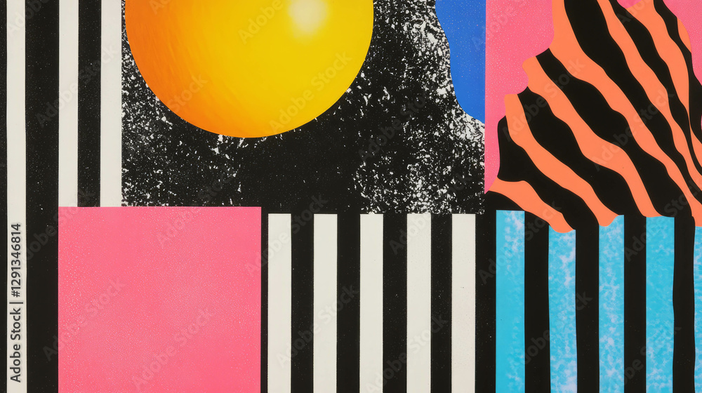 Poster vibrant geometric shapes and memphis pattern design for creative projects