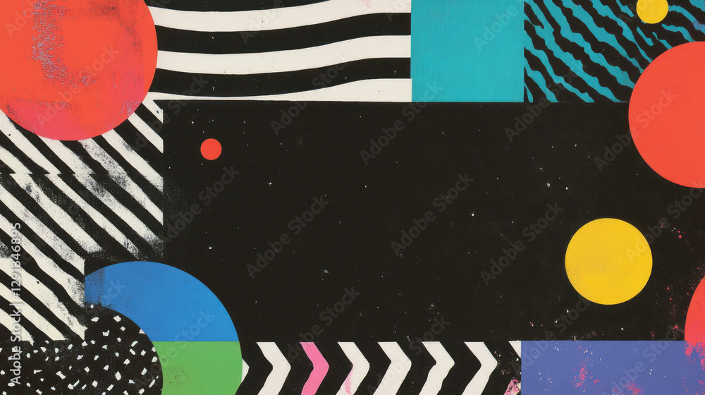 Poster vibrant geometric background with memphis pattern for creative design