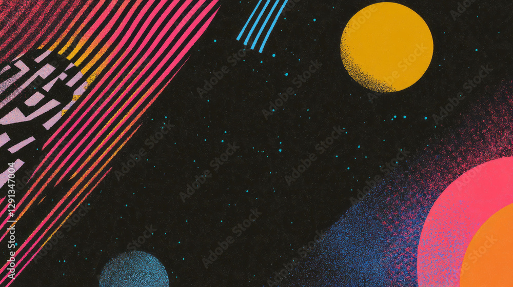 Poster Vibrant memphis pattern with geometric shapes in retro design