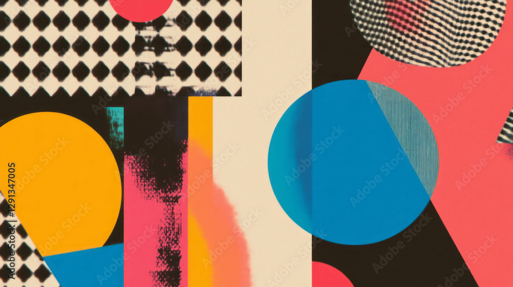 Poster abstract geometric design with vibrant memphis pattern for creative backgrounds