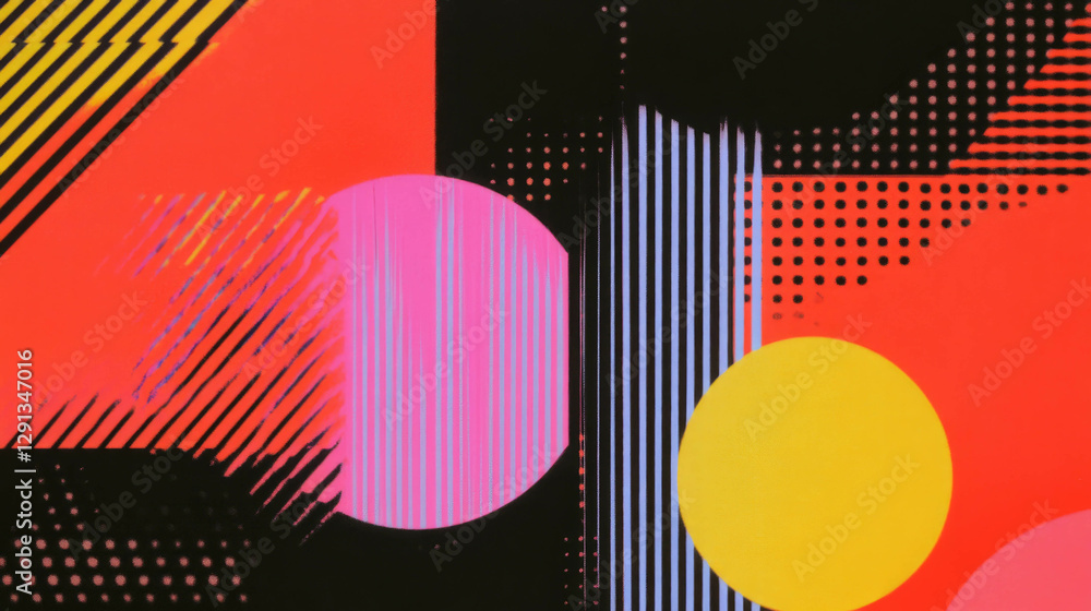 Poster Vibrant geometric patterns with memphis design style for modern backgrounds