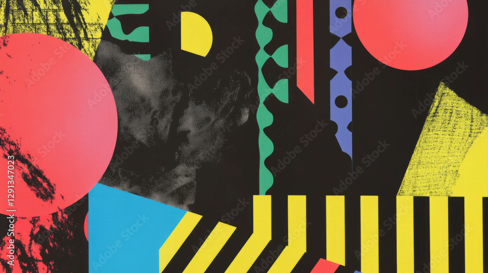 Aufkleber bold memphis pattern with geometric shapes for modern design projects