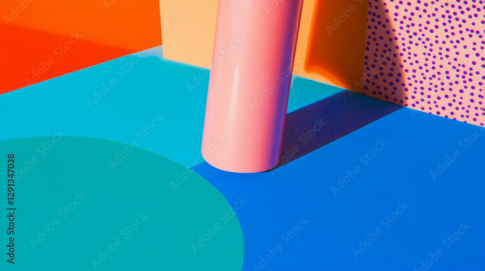 Poster vibrant geometric shapes with memphis pattern for creative design background