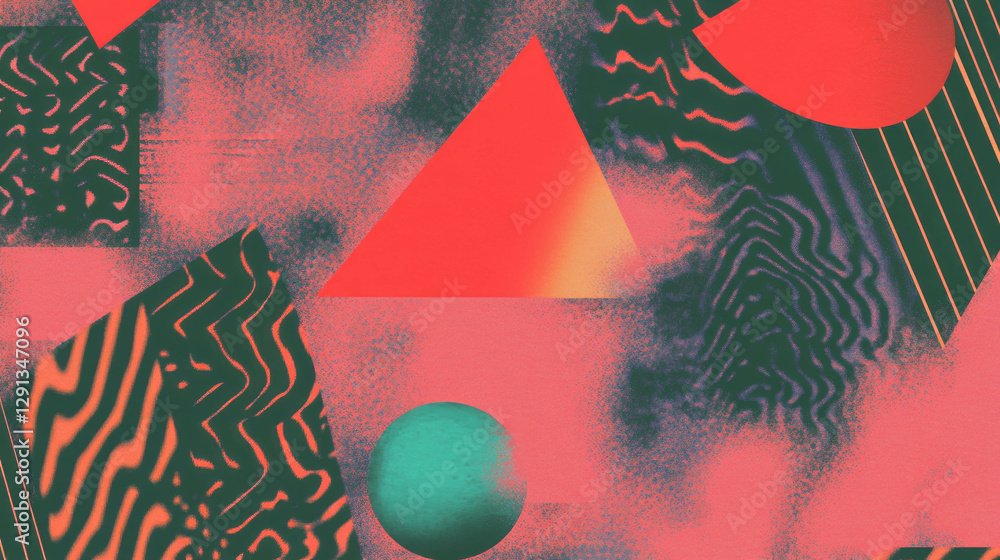 Poster Abstract geometric shapes and zigzag patterns for creative design