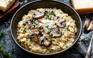 Creamy Mushroom Risotto with Parmesan and Herbs