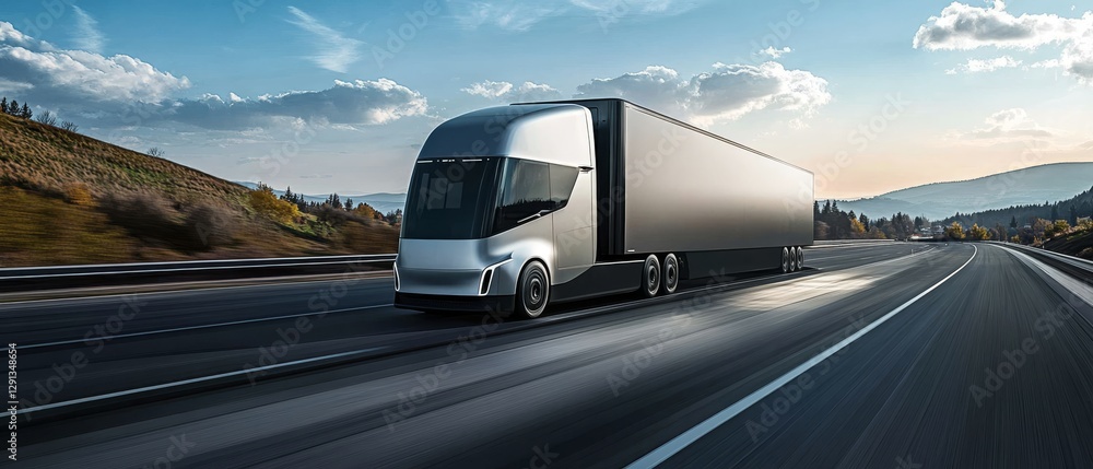 Poster explore the significant transformation of logistics that is taking place as autonomous trucks naviga