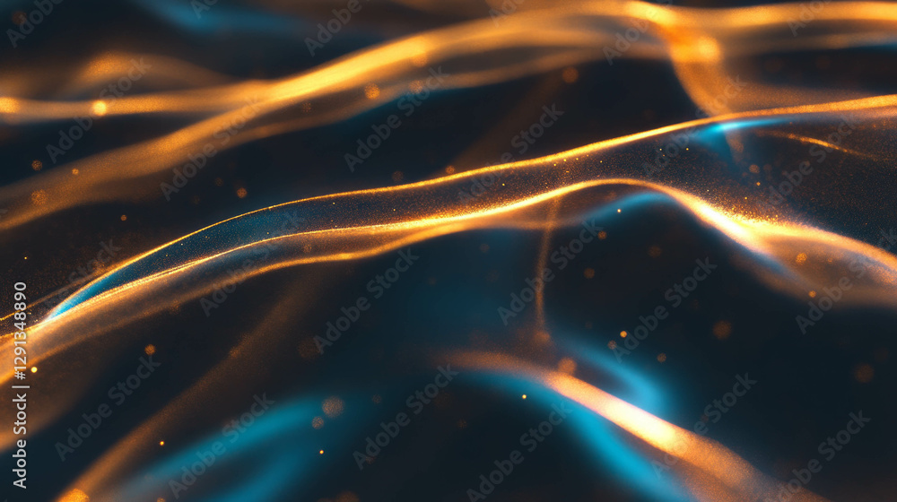 Poster abstract blue and gold light waves background for modern design concepts