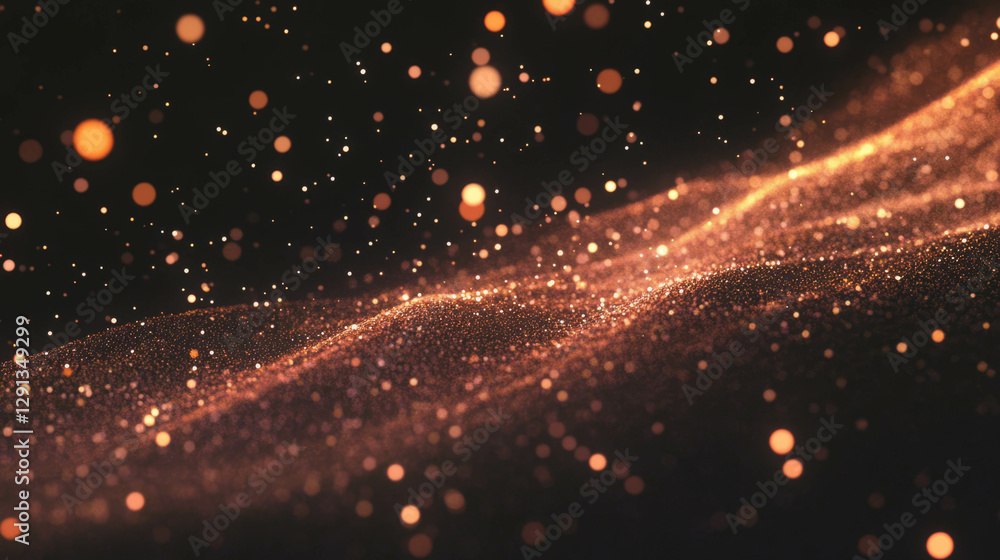 Poster Glowing abstract background with gold and red light particles for festive design
