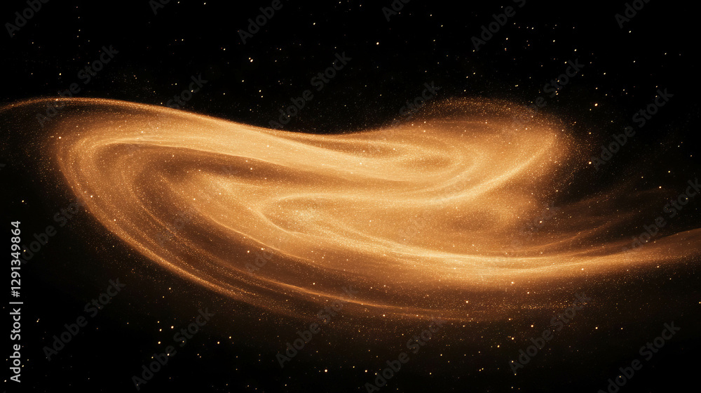 Poster golden light swirl vortex on cosmic background for abstract design