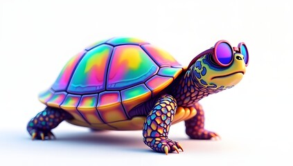 Fototapeta premium Colorful tortoise with wearing chasma