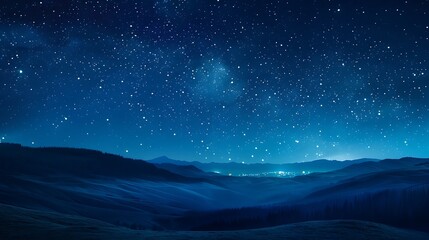 Naklejka premium Beautiful Blue Skies with Nature, Bright Moon ,Cloud ,Beach scenery, Tree, night -Anime concept Background