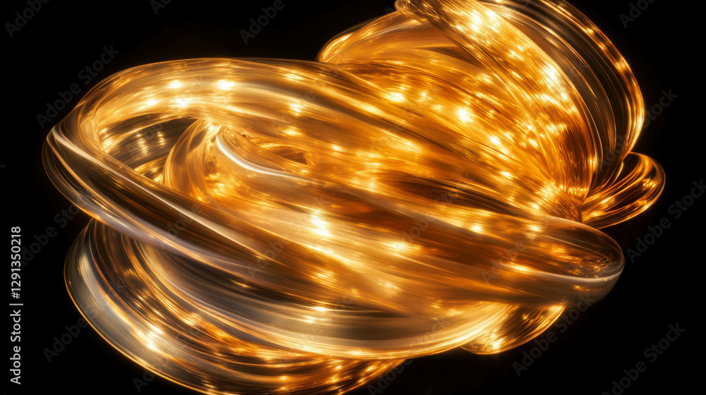 Poster mesmerizing abstract shapes of radiant gold light for background design