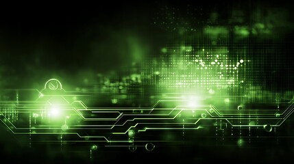 Obraz premium Futuristic Circuit Board Design Featuring Green Lights and Electronic Pathways