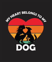 My Heart Belongs to My Dog Vintage Retro T-Shirt Design