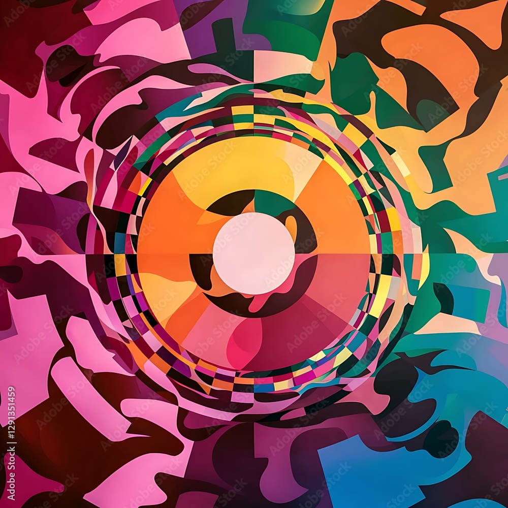 Poster abstract colorful geometric composition multicolored circle background