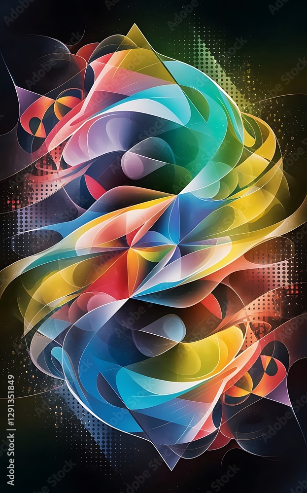 Poster abstract colorful geometric vector background fluid gradient shapes with halftone and bokeh effects 