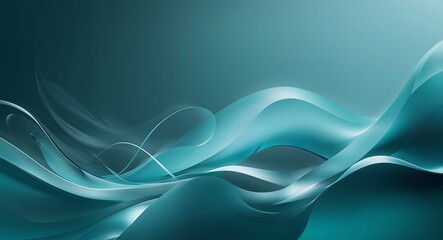 Fototapeta premium Deep Blue Aquamarine Gradient Abstract Background with Curved Shapes and Soft Ambient Light.