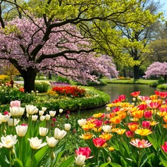 blooming cherry tree in spring