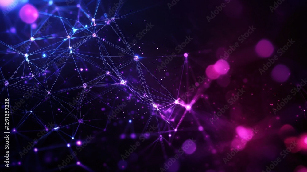 Poster abstract background with connected lines and dots representing digital communication and data networ